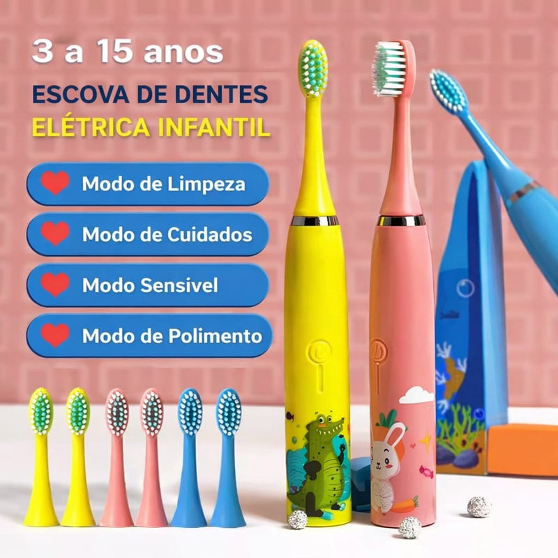 Escova Elétrica Infantil Sônica – Torna a Escovação Divertida e Eficiente